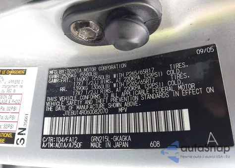 2006 Toyota 4Runner Sr5 V6 z USA, uszkodzony, nr VIN JTEBU14R060082070